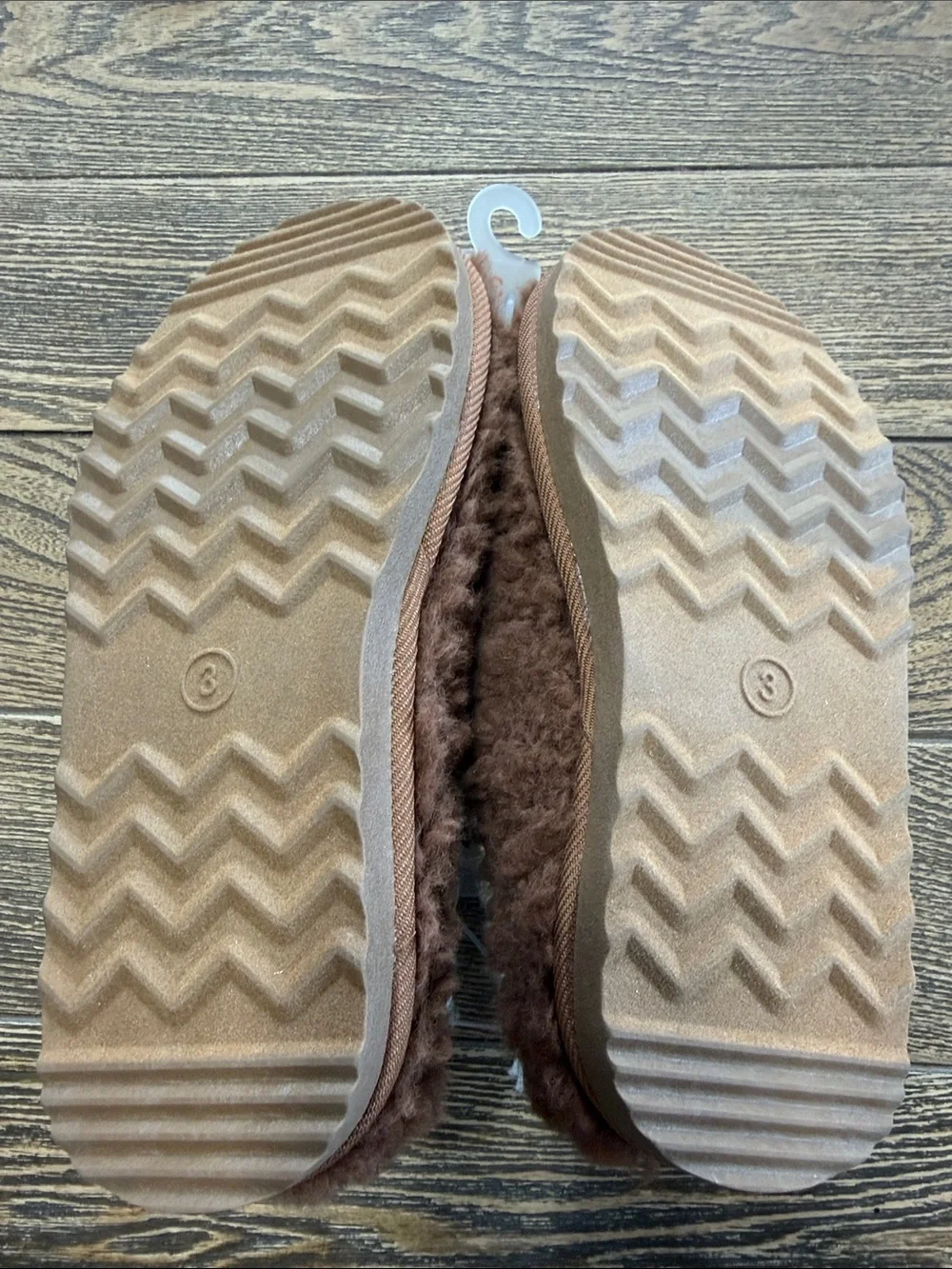 Cat & Jack Kids' Brown Slippers Size 3 Soft Fleece Hard Soles